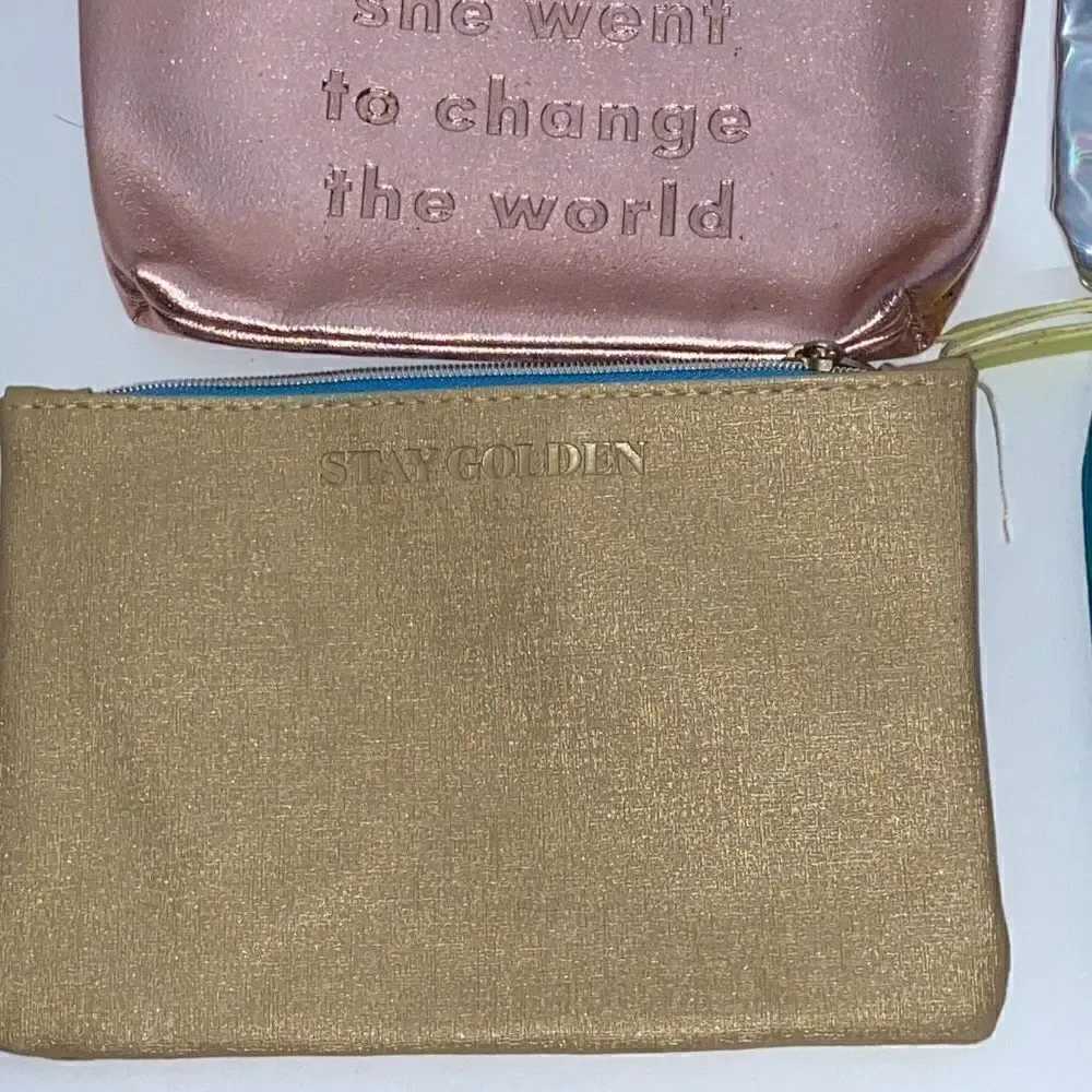 Ipsy Glam Bag Lot 6 Makeup Pouches Rose Gold Teal Studded Silver Holographic Set